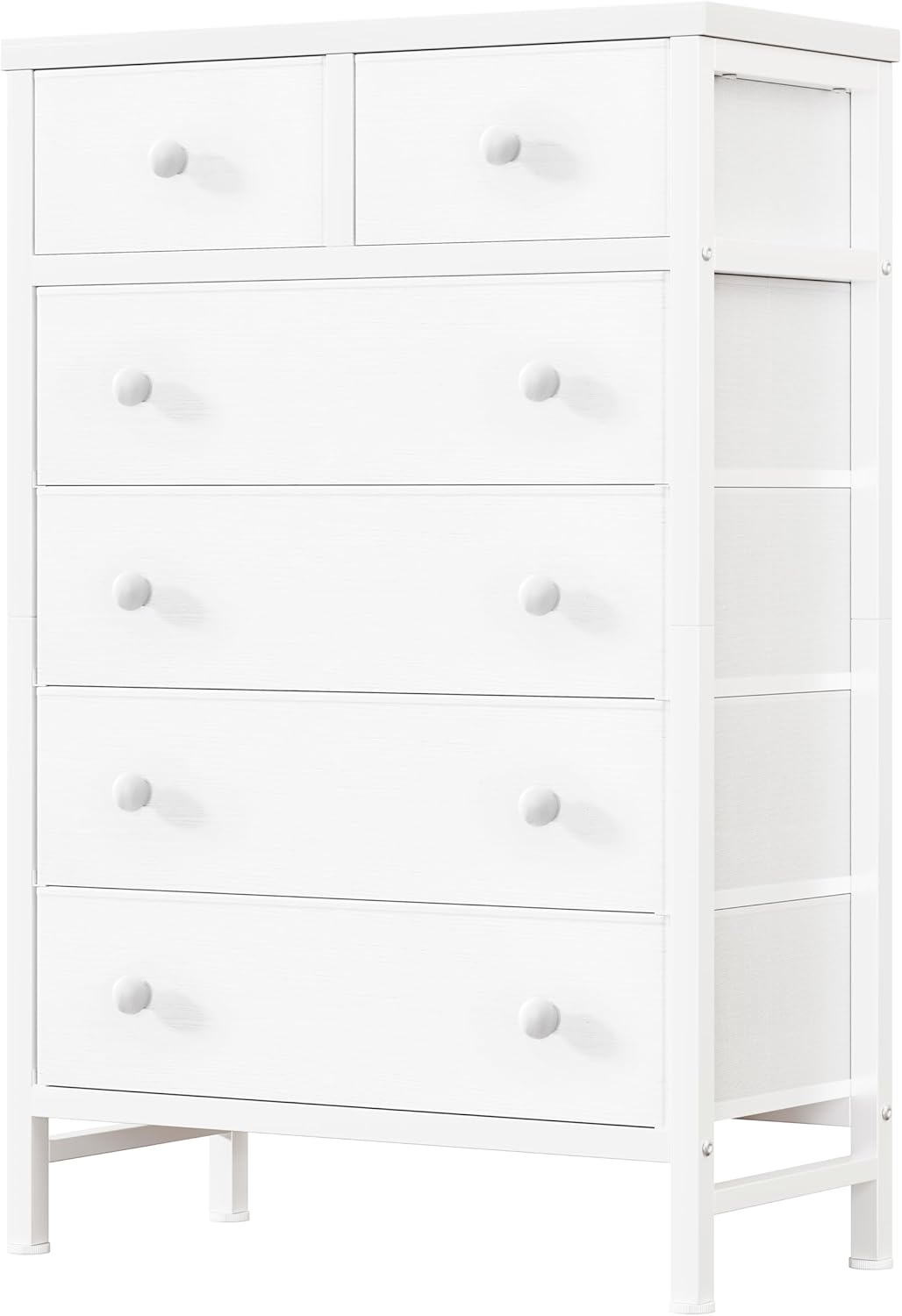 White Chest of Drawers for Bedroom Dresser with 6 Drawer Fabric Dressers for Closet Girls Modern