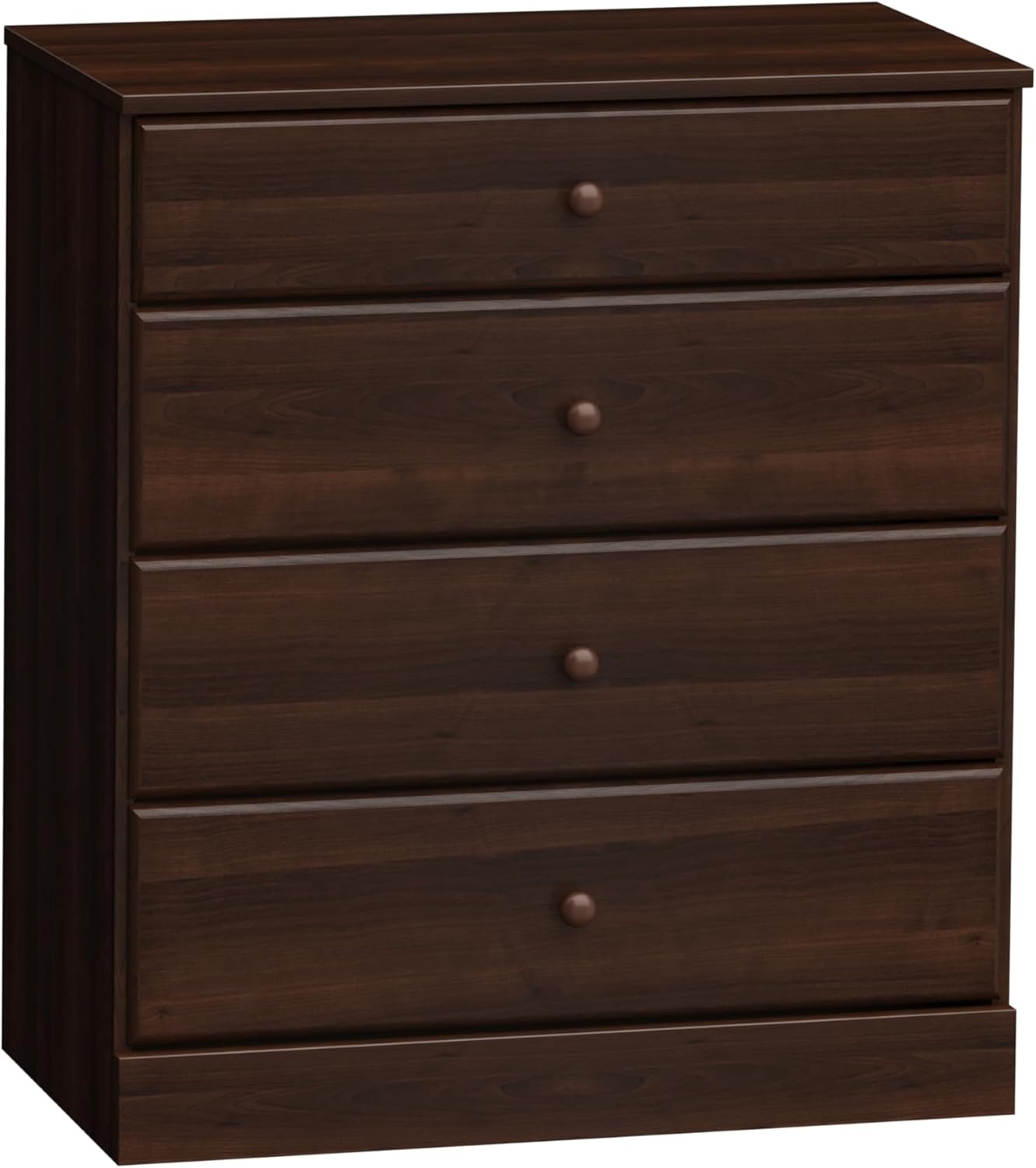 Simplistic 4-Drawer Dresser for Bedroom, Functional Bedroom Dresser Chest of Drawers 16" D x 30" W x 36.25" H, Espresso, EDBR-0401-1